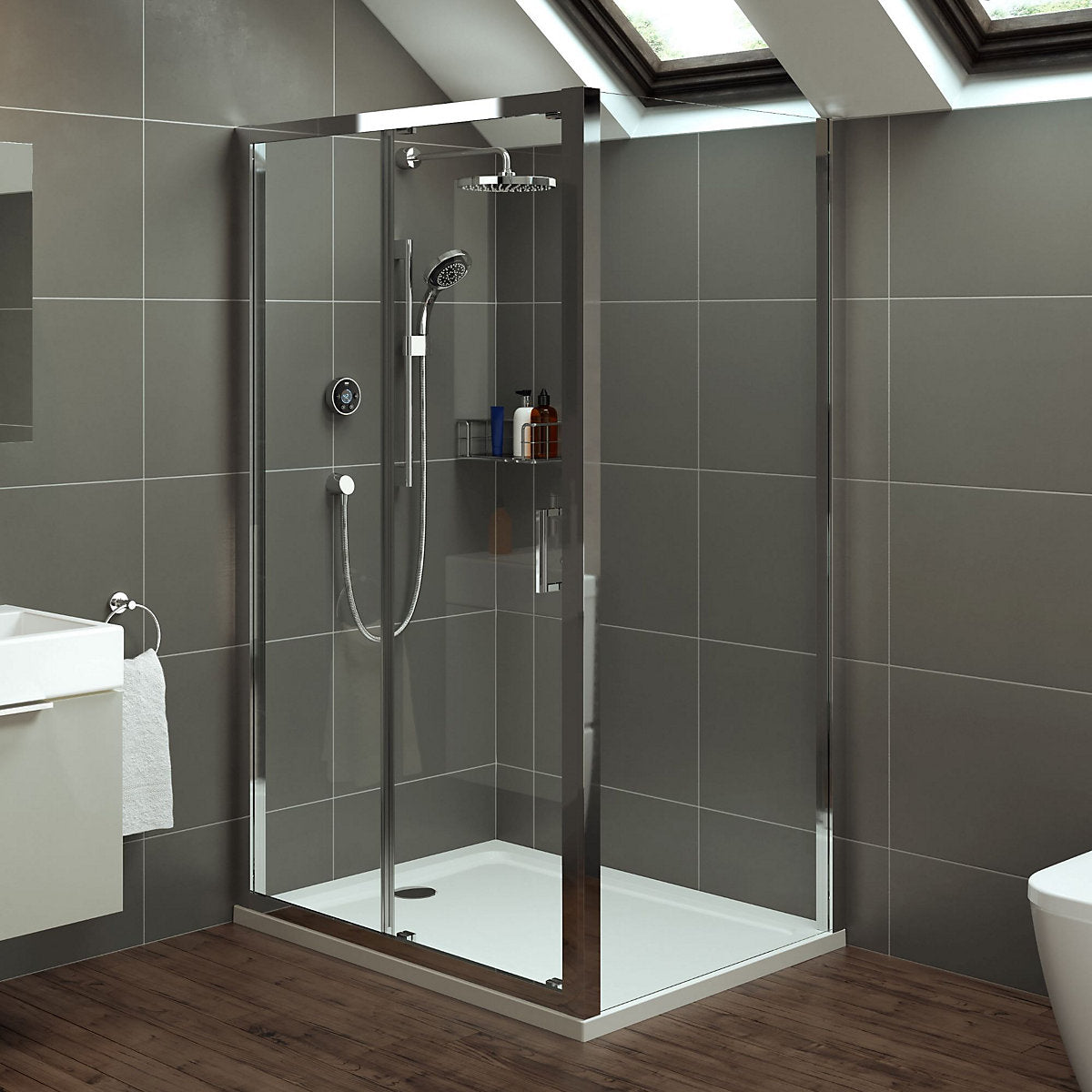 Mira Flight Low Gloss White Rectangular Universal Shower tray (L)1000mm (W)700mm (H) 40mm
