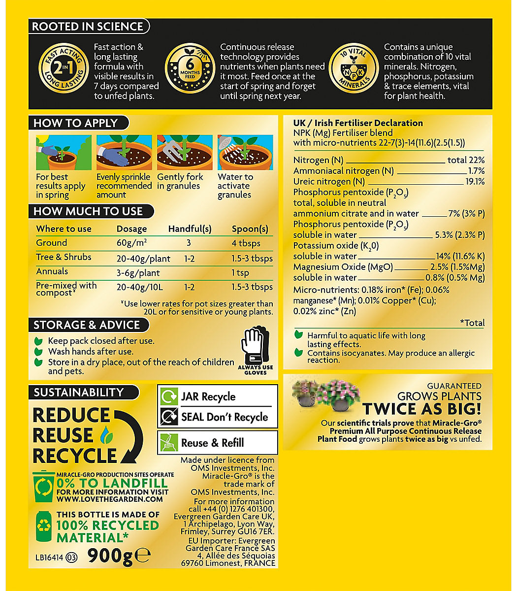 Miracle-Gro All purpose Universal Plant fertiliser Granules 0.9kg