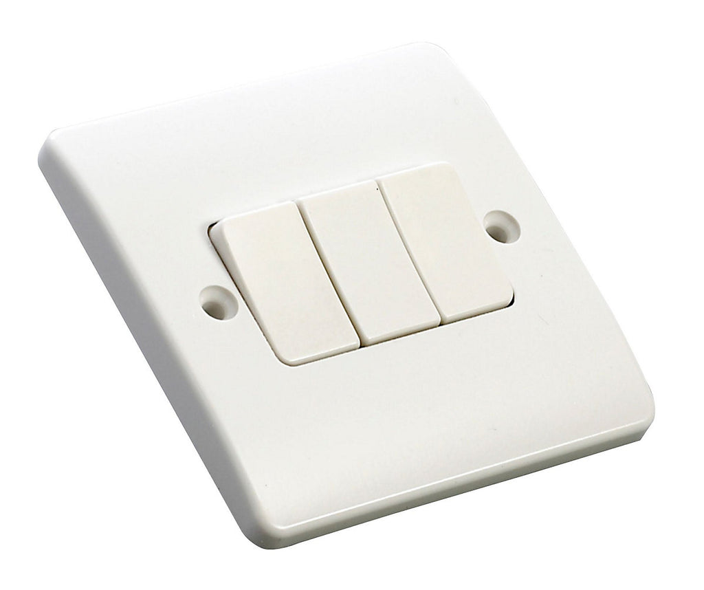 MK K4873 WHIS3 10A 2 way 3 gang Light switch Gloss White