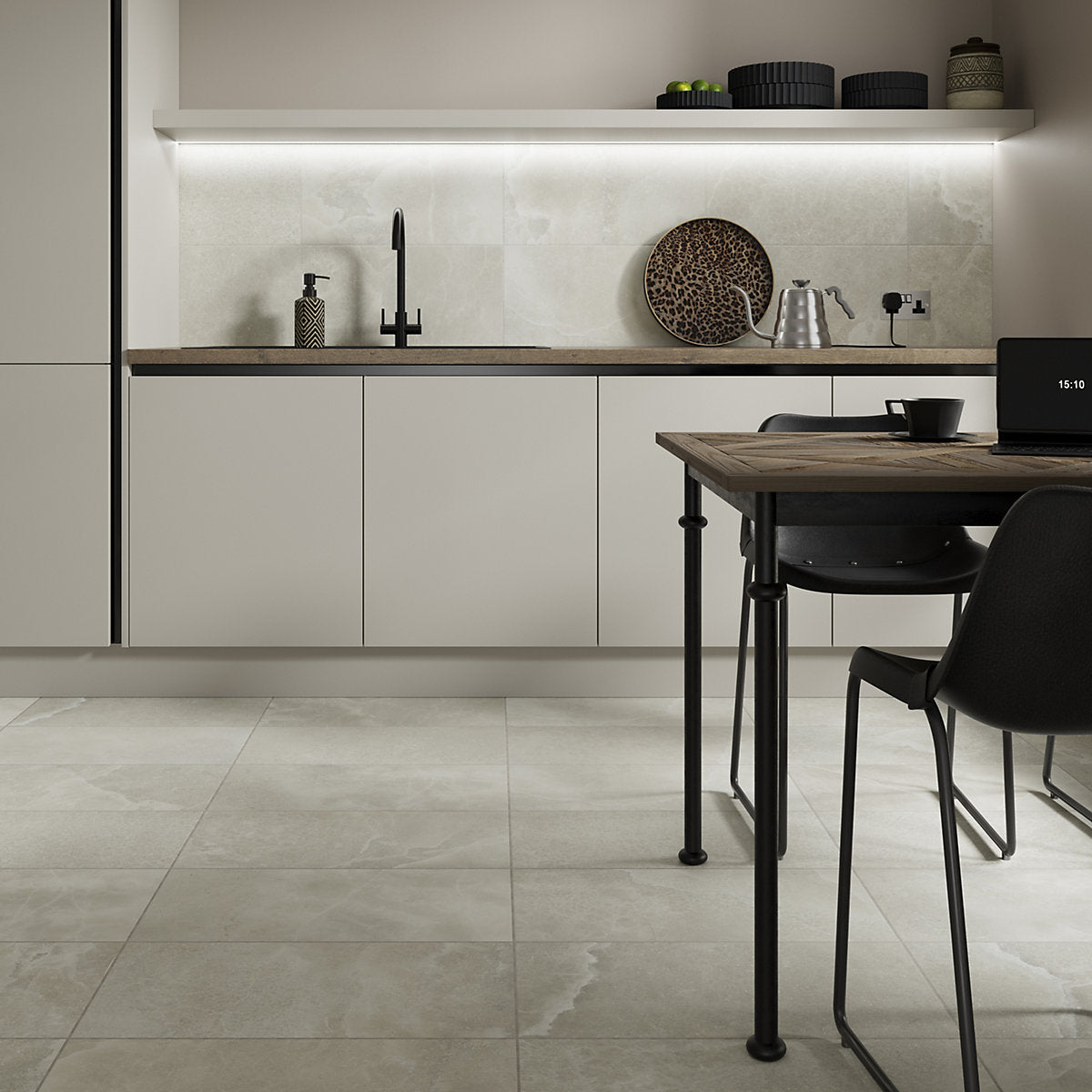 Moonstone Sand Matt Stone effect Textured Porcelain Indoor Wall & floor Tile, Pack of 7, (L)595mm (W)295mm