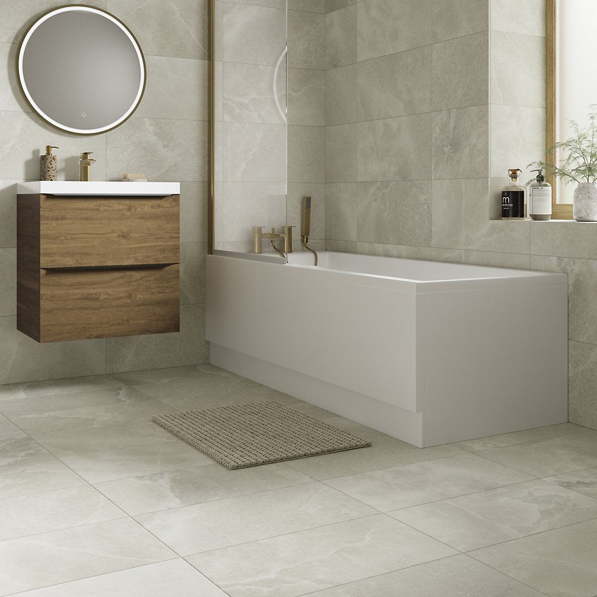 Moonstone Sand Matt Stone effect Textured Porcelain Indoor Wall & floor Tile Sample
