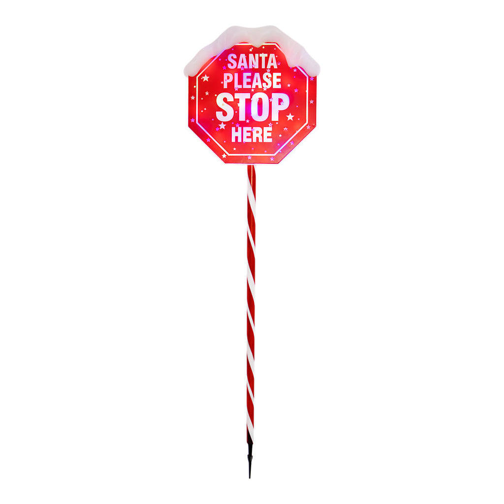 Multicolour LED Santa Stop Here Sign Path light (H) 1100mm
