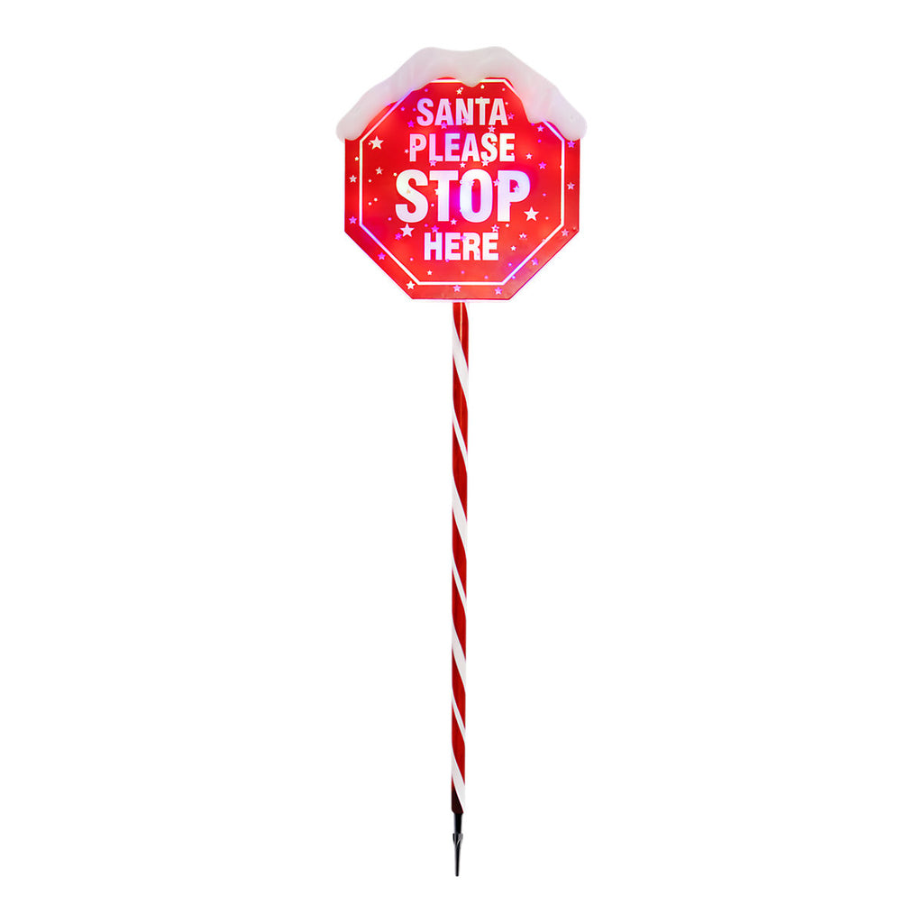 Multicolour LED Santa Stop Here Sign Path light (H) 1100mm