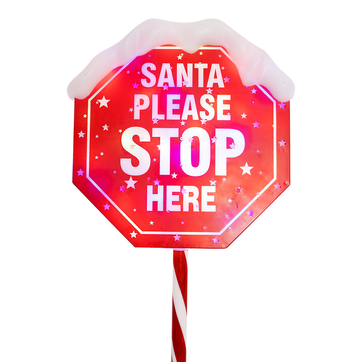 Multicolour LED Santa Stop Here Sign Path light (H) 1100mm