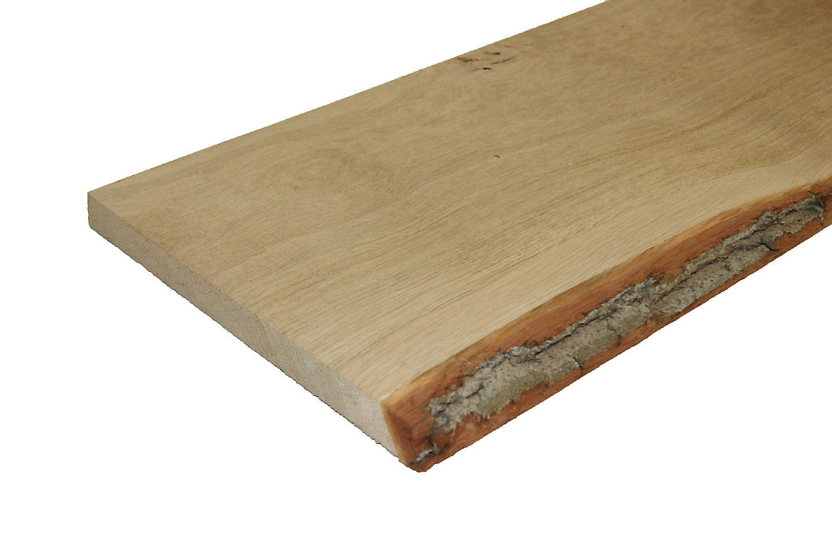 Natural Waney edge Oak Furniture board, (L)1.2m (W)300mm (W)250mm-300mm (T)25mm