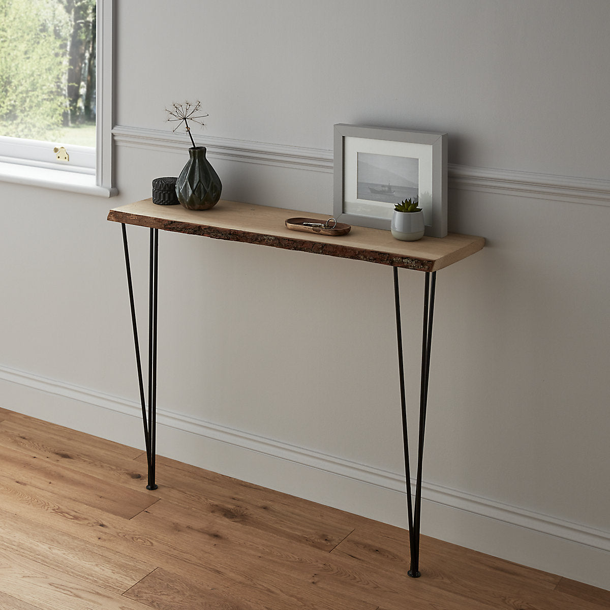 Natural Waney edge Oak Furniture board, (L)1.8m (W)300mm (W)250mm-300mm (T)25mm