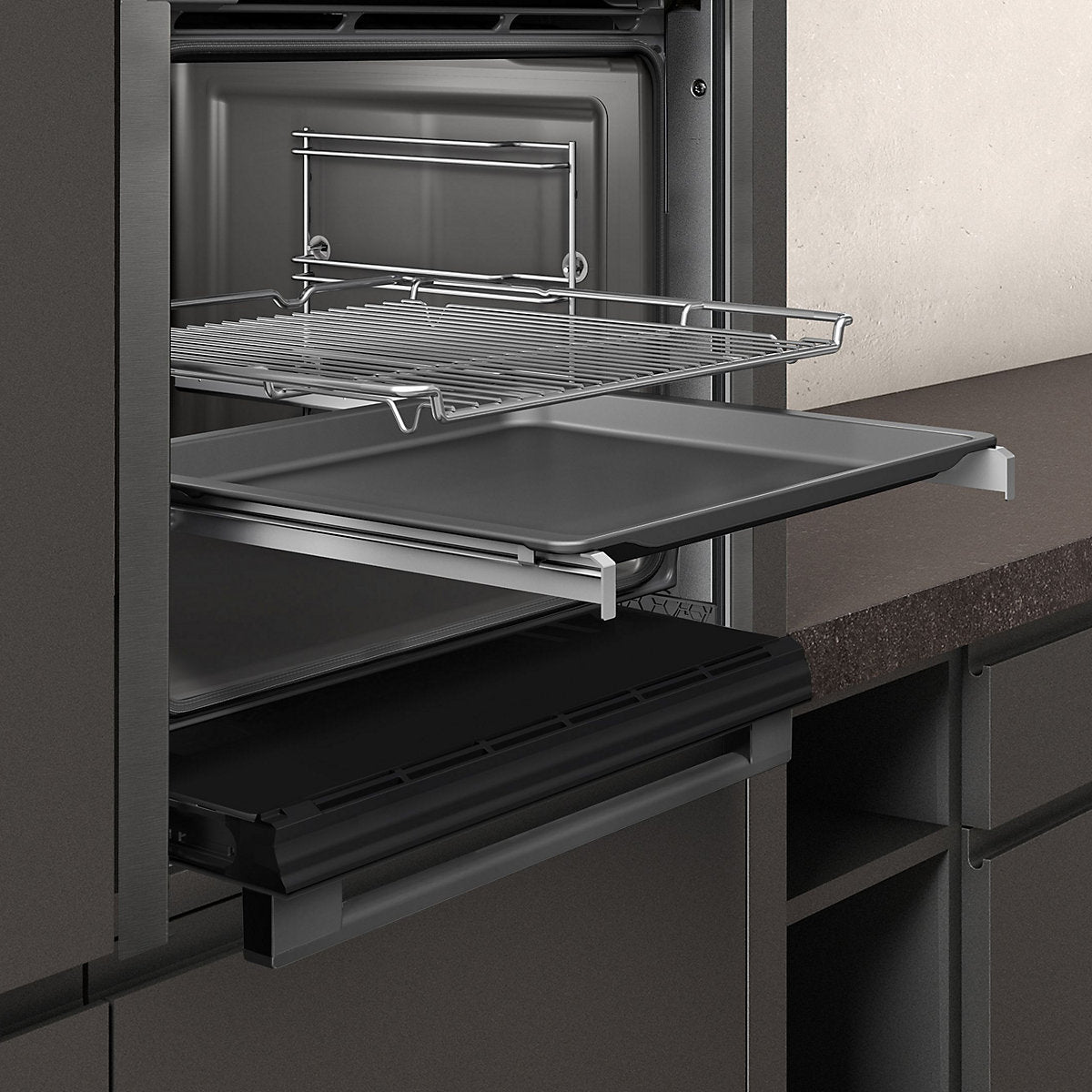 NEFF Slide&Hide B3ACE4AG3B Built-in Single electric multifunction Oven - Black