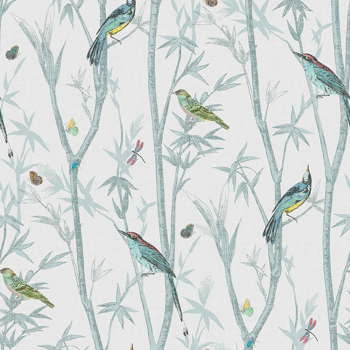 Next Chinoiserie bird trail Duck egg Smooth Wallpaper Sample