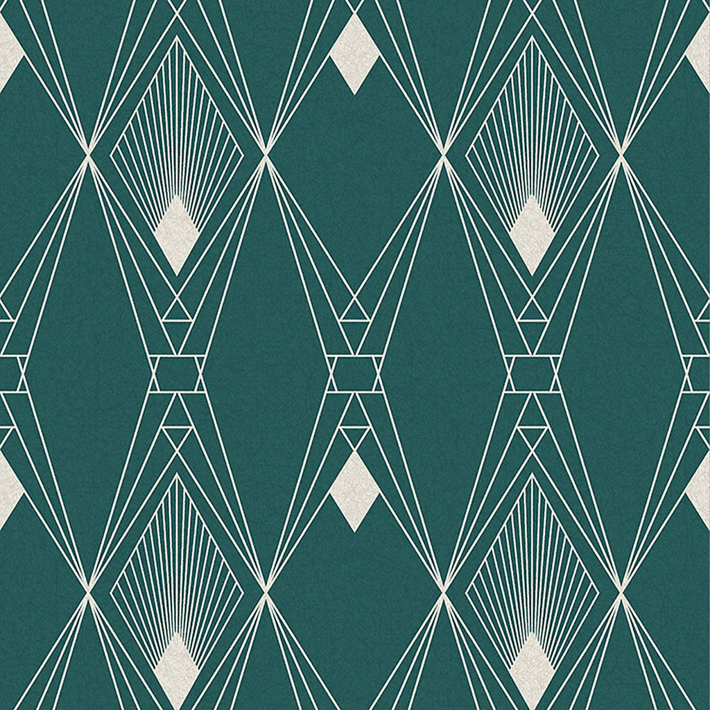 Next Deco geometric Teal Metallic effect Smooth Wallpaper Sample
