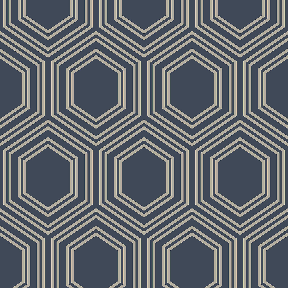 Next Honeycomb Geo Navy Smooth Wallpaper