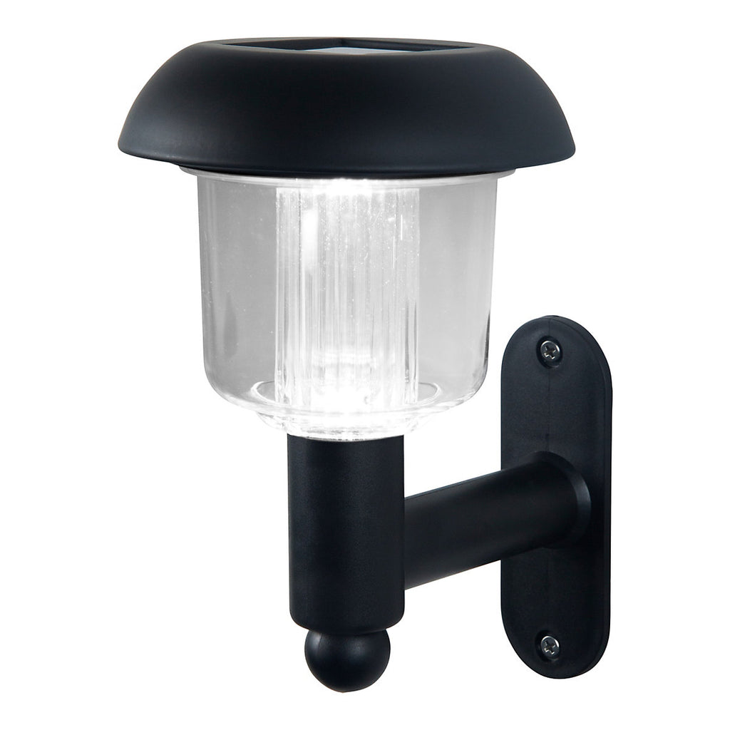 Non-adjustable Black Solar-powered Integrated LED Outdoor Round Wall light, Pack of 1