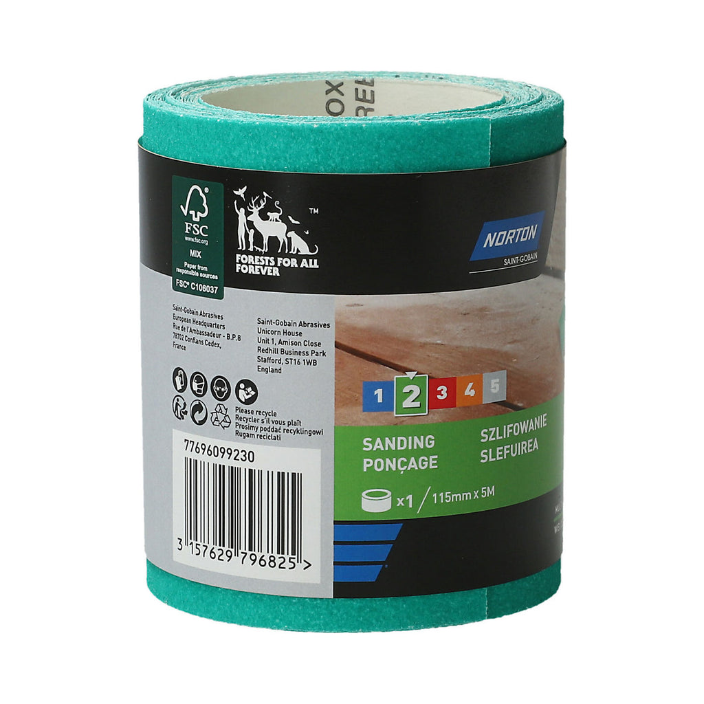 Norton General 80 grit Green Sanding roll (L)5m (W)115mm