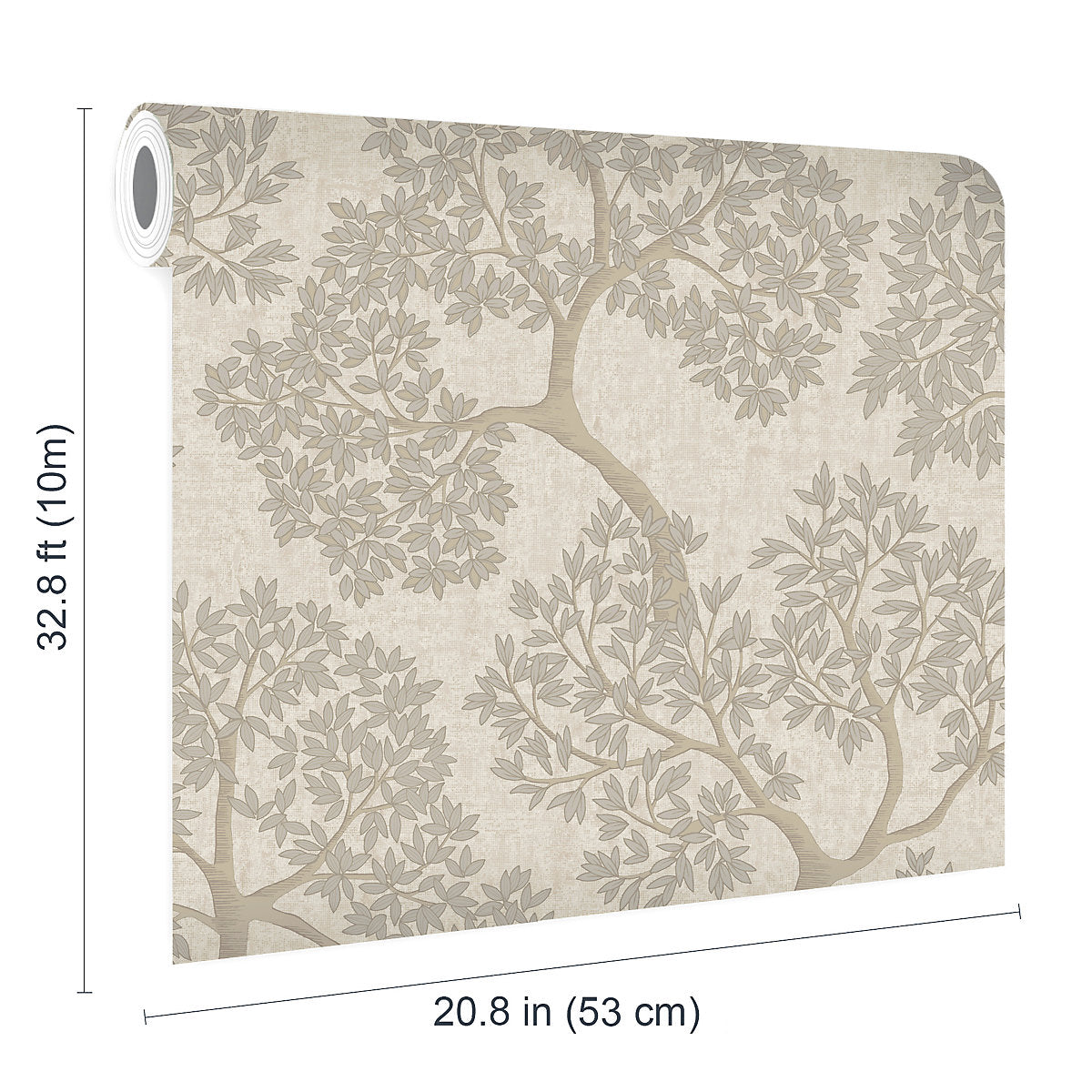 Opus Ravello Beige Tree Metallic effect Contemporary Embossed Wallpaper