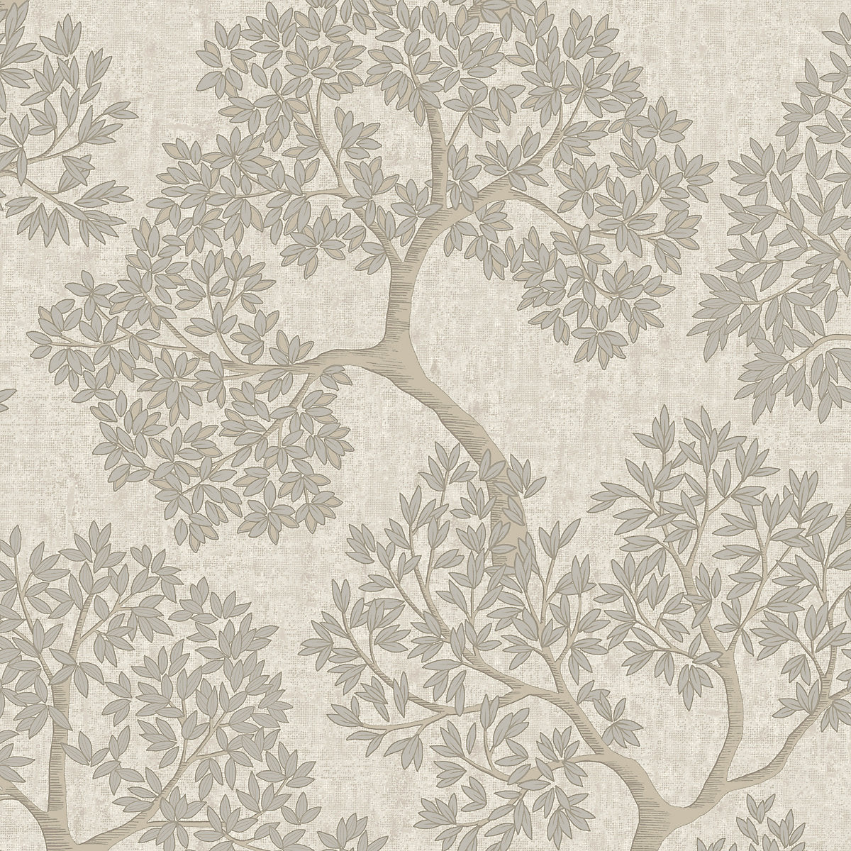 Opus Ravello Beige Tree Metallic effect Contemporary Embossed Wallpaper
