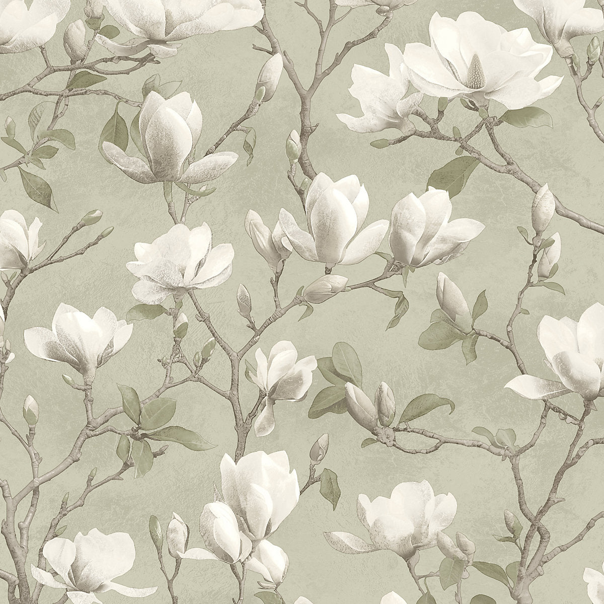 Opus Sage & White Petalina Floral Patterned Embossed Wallpaper