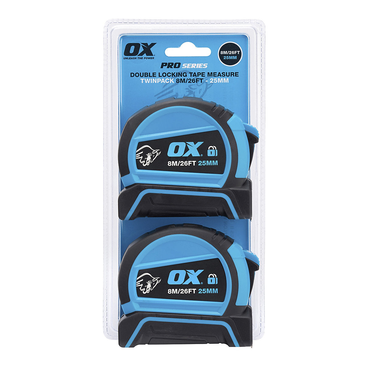 OX Tape measure 8m, Pack of 2