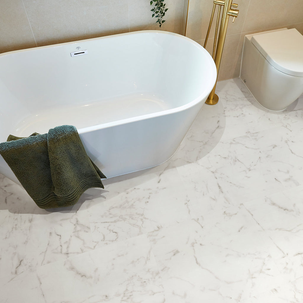 Palio by Karndean Ivory Calacatta Marble effect Embossed Luxury vinyl click Tile, 2.74m²
