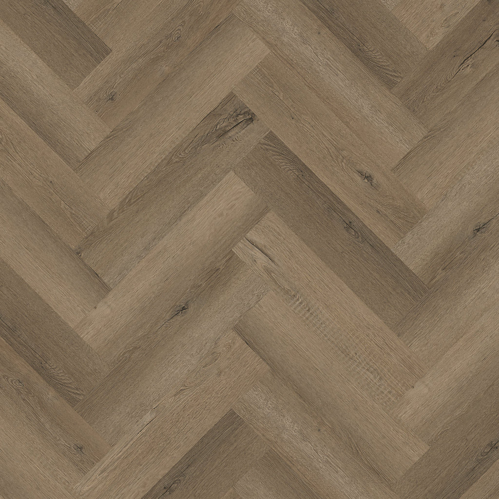 Palio by Karndean Mid Brown Oak effect Embossed Herringbone Luxury vinyl click Planks, 1.95m²