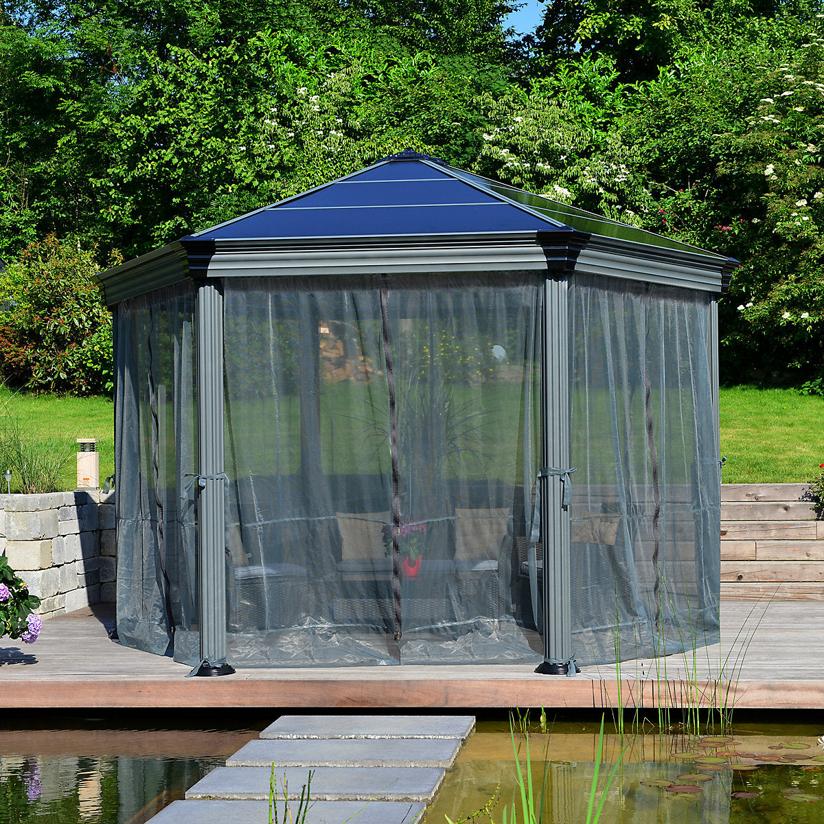 Palram - Canopia Grey Gazebo netting, Pack of 6 (L)2.17m (W)2.32m for Roma & Monaco
