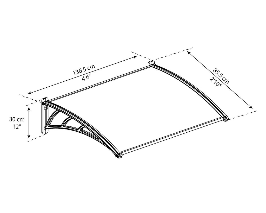 Palram - Canopia Neo Door canopy, (H)300mm (W)1365mm (D)855mm