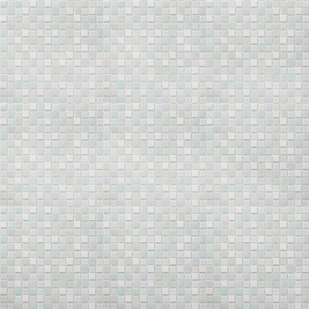 Parmia White Polished Gloss Glass & marble Mosaic tile, (L)300mm (W)300mm