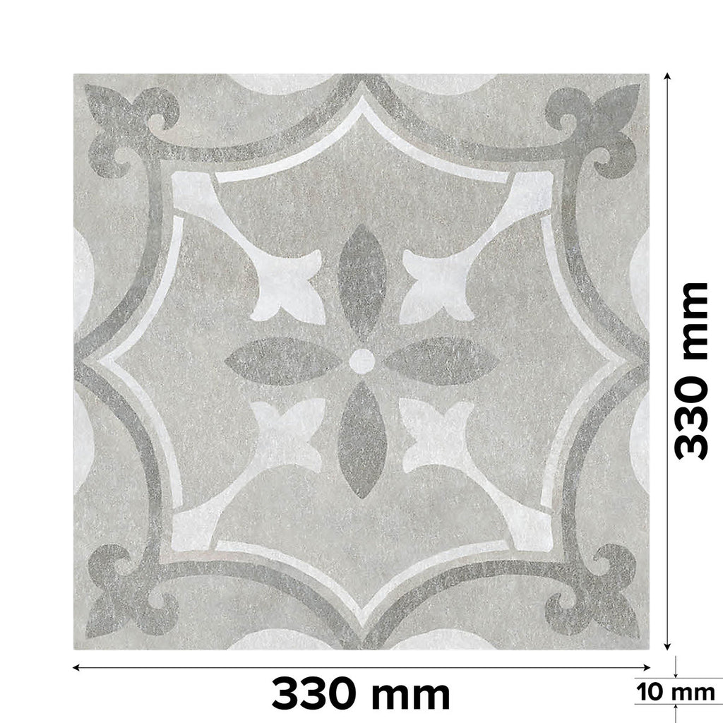 Perla Grey Matt Patterned Concrete effect Ceramic Indoor Wall & floor Tile Sample