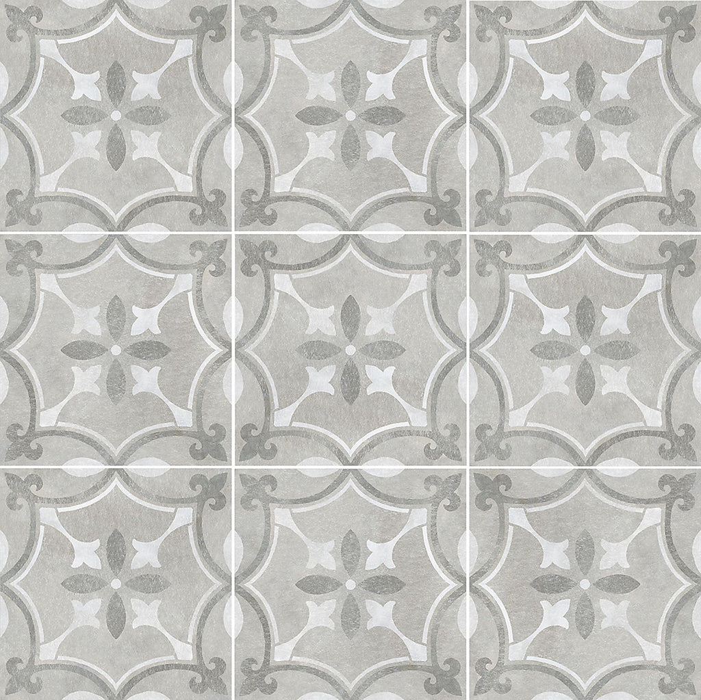 Perla Grey Matt Patterned Stone effect Ceramic Indoor Wall & floor Tile, Pack of 9, (L)330mm (W)330mm