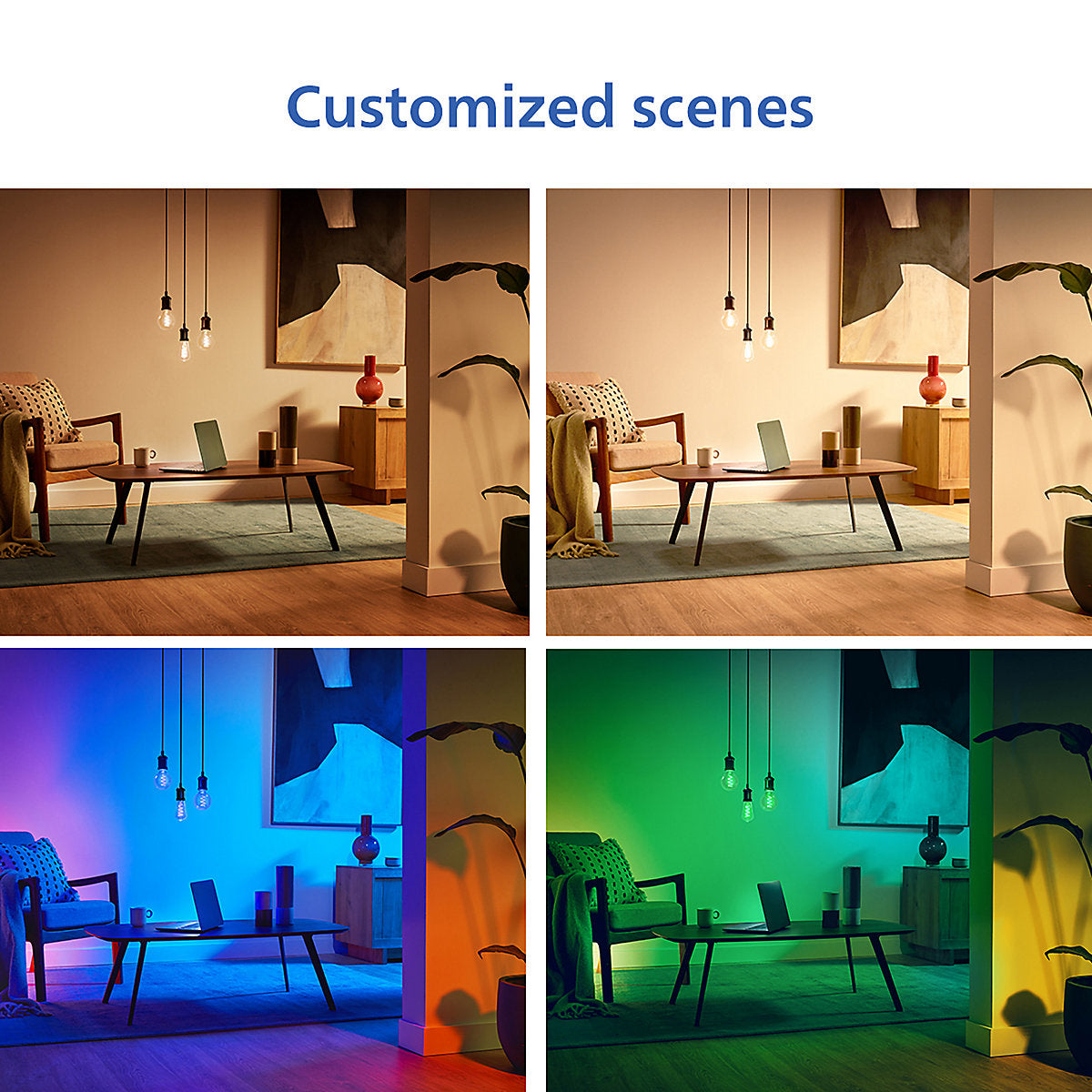 Philips B22 LED RGB & tunable white A60 Dimmable Smart bulb Pack of 2