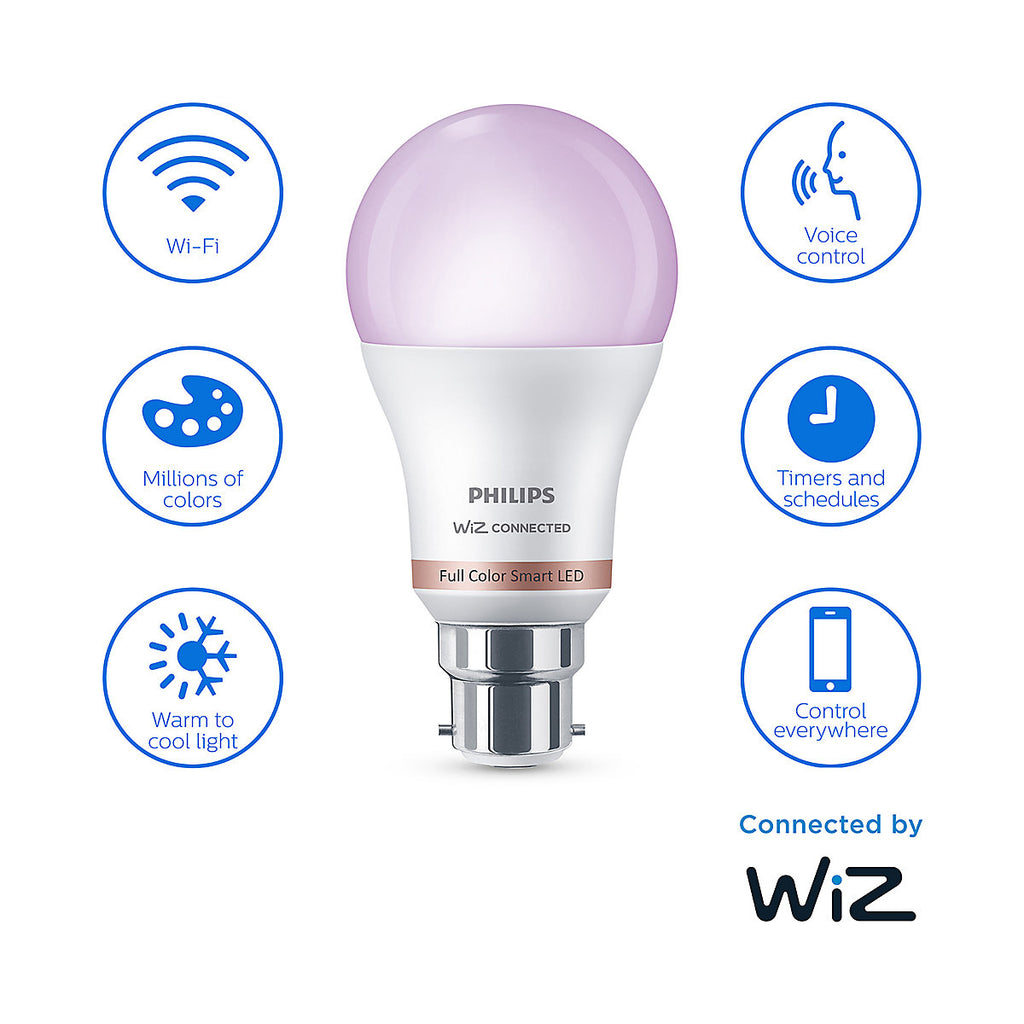 Philips B22 LED RGB & tunable white A60 Dimmable Smart bulb Pack of 2