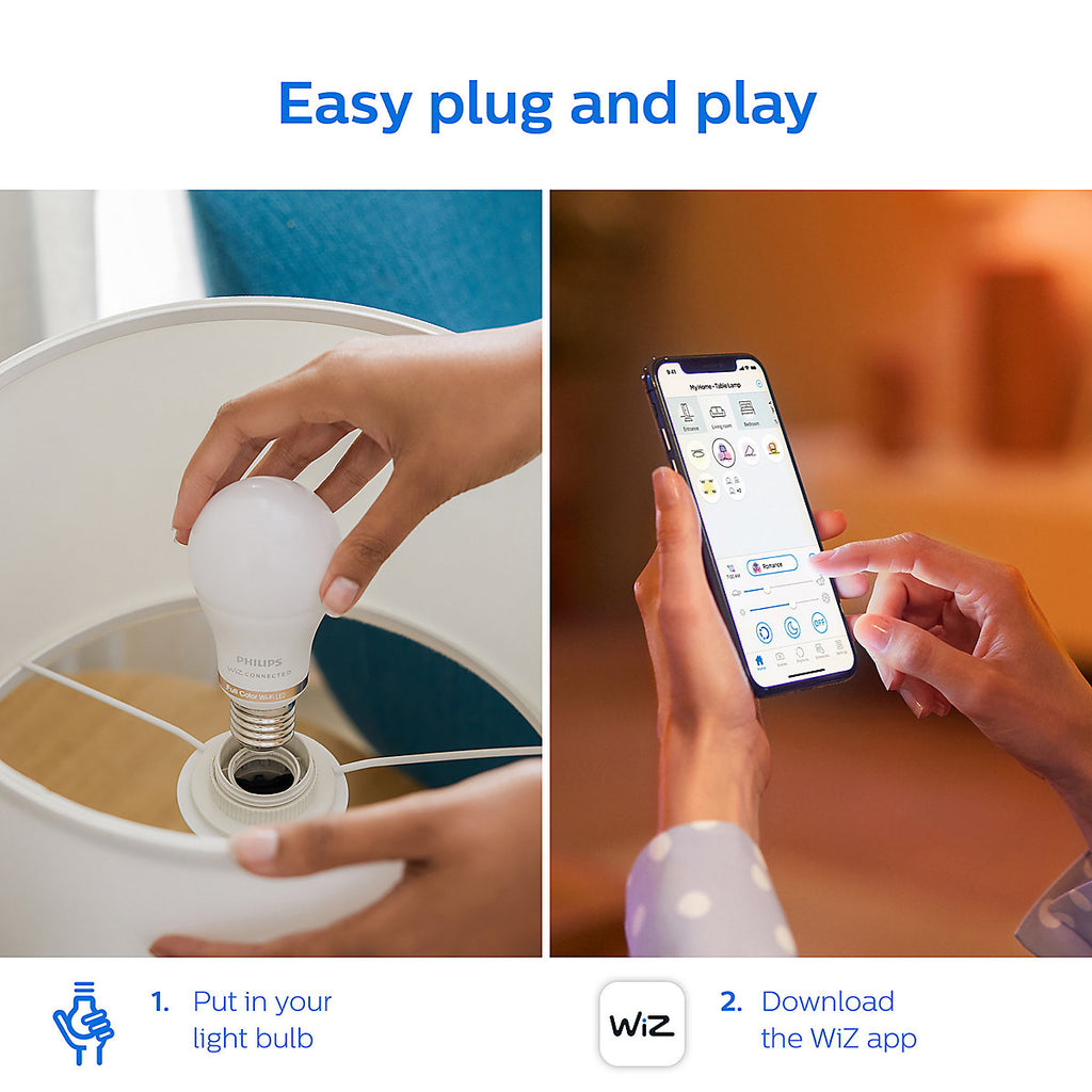 Philips B22 LED RGB & tunable white A60 Dimmable Smart bulb Pack of 2
