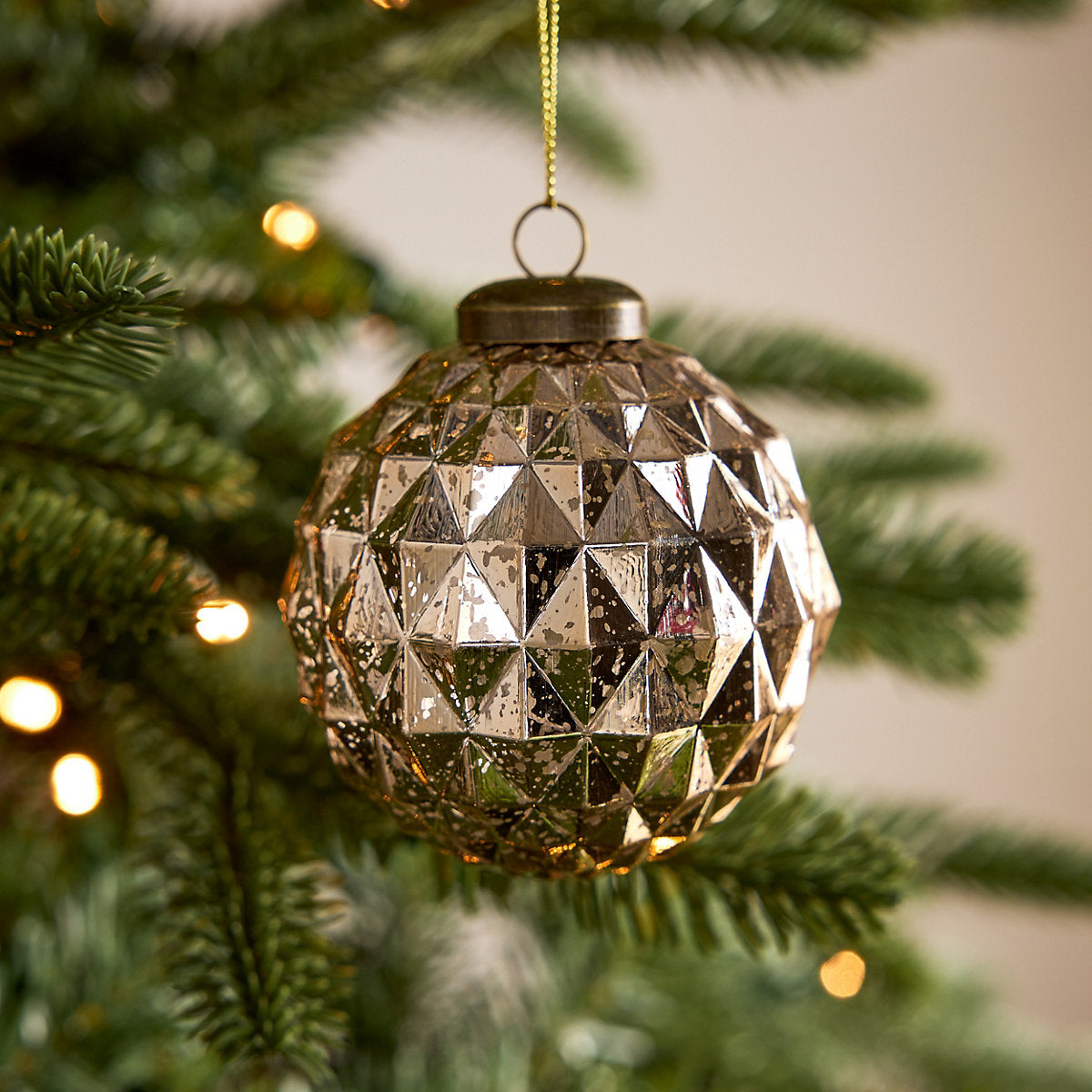 Plastic Mercury dot Round Hanging decoration (D) 80mm - Champagne