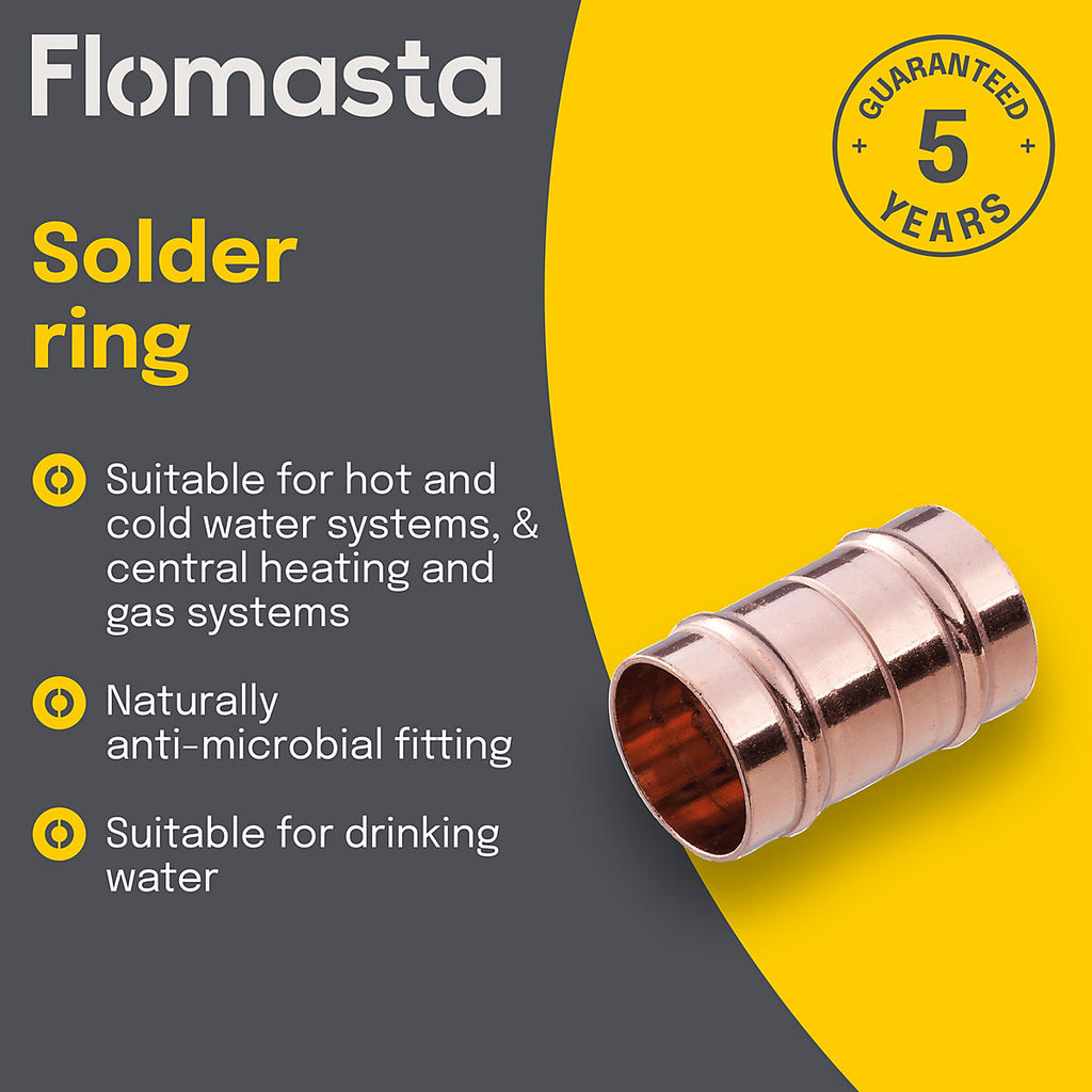 Plumbsure Solder ring Copper Coupler, (D)10mm x , Pack of 2