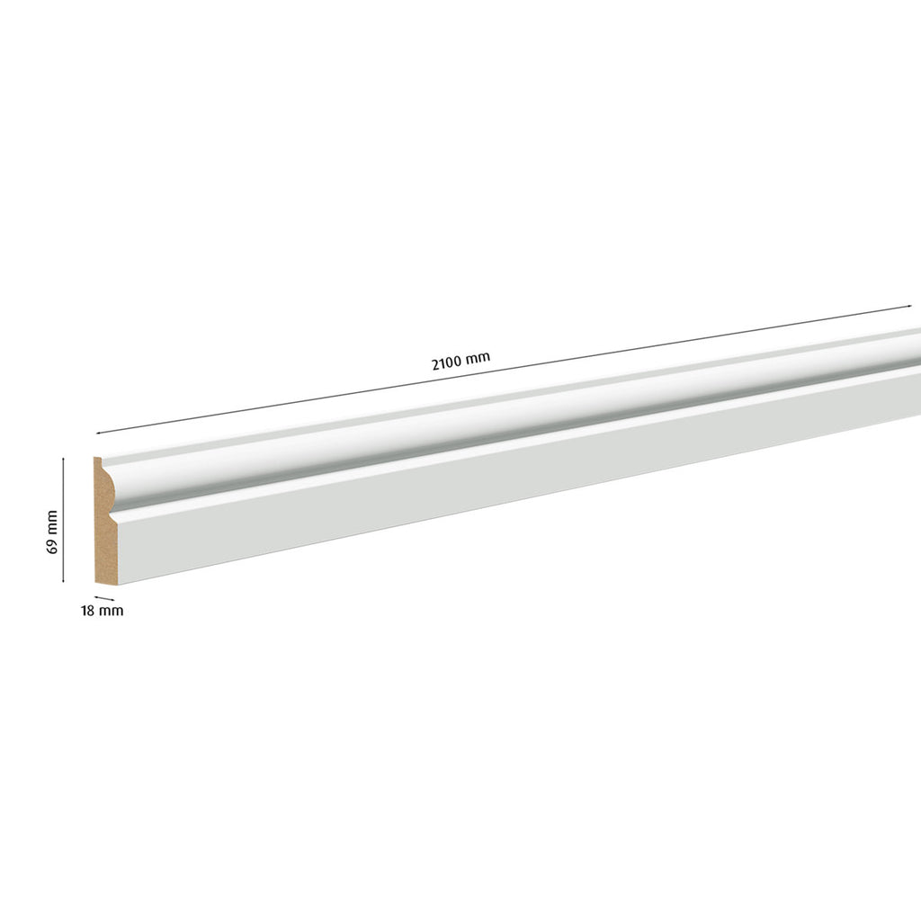 Primed White MDF Torus Architrave (L)2100mm (W)69mm (T)18mm