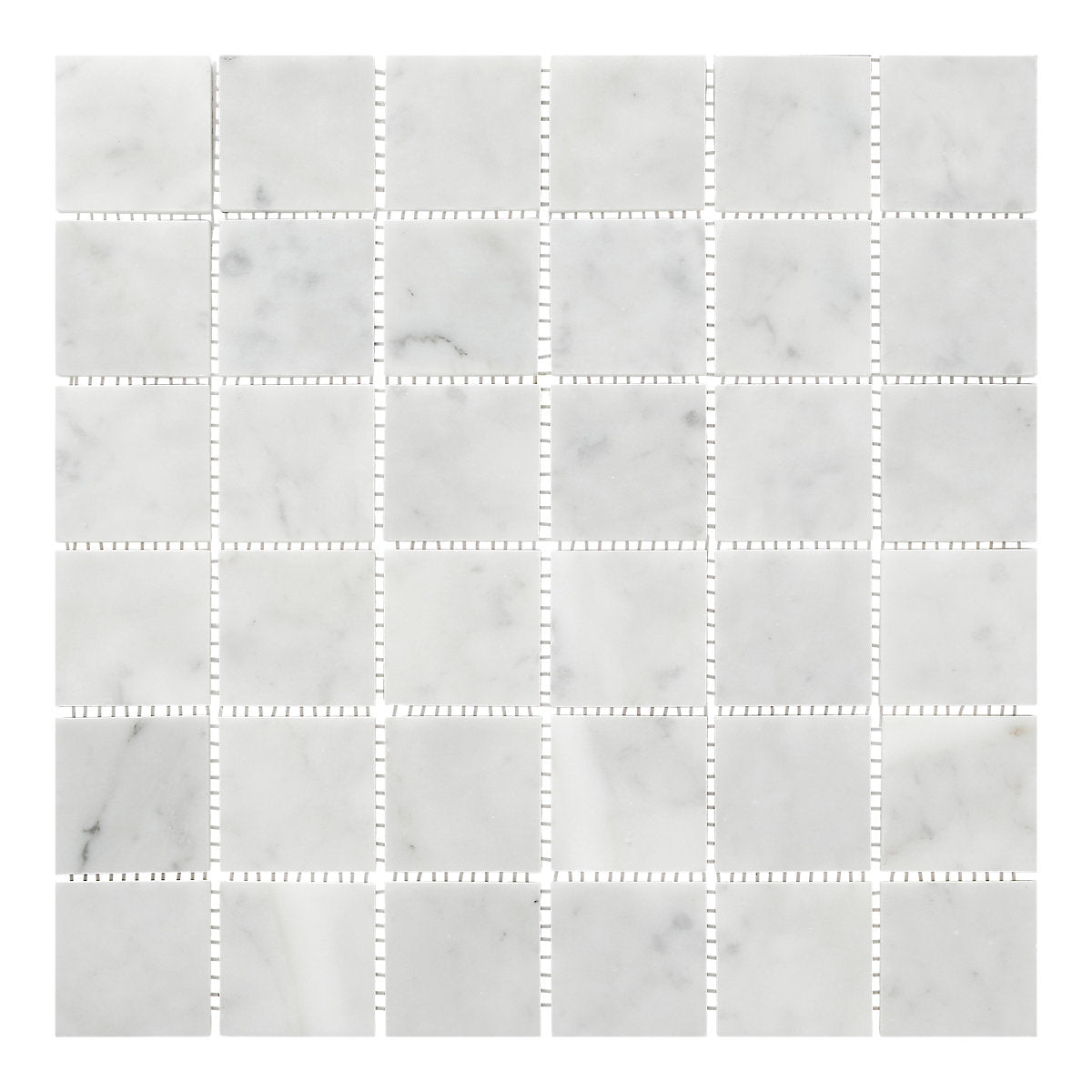 Puerca White Polished Gloss Marble effect Square Marble Mosaic tile, (L)300mm (W)300mm