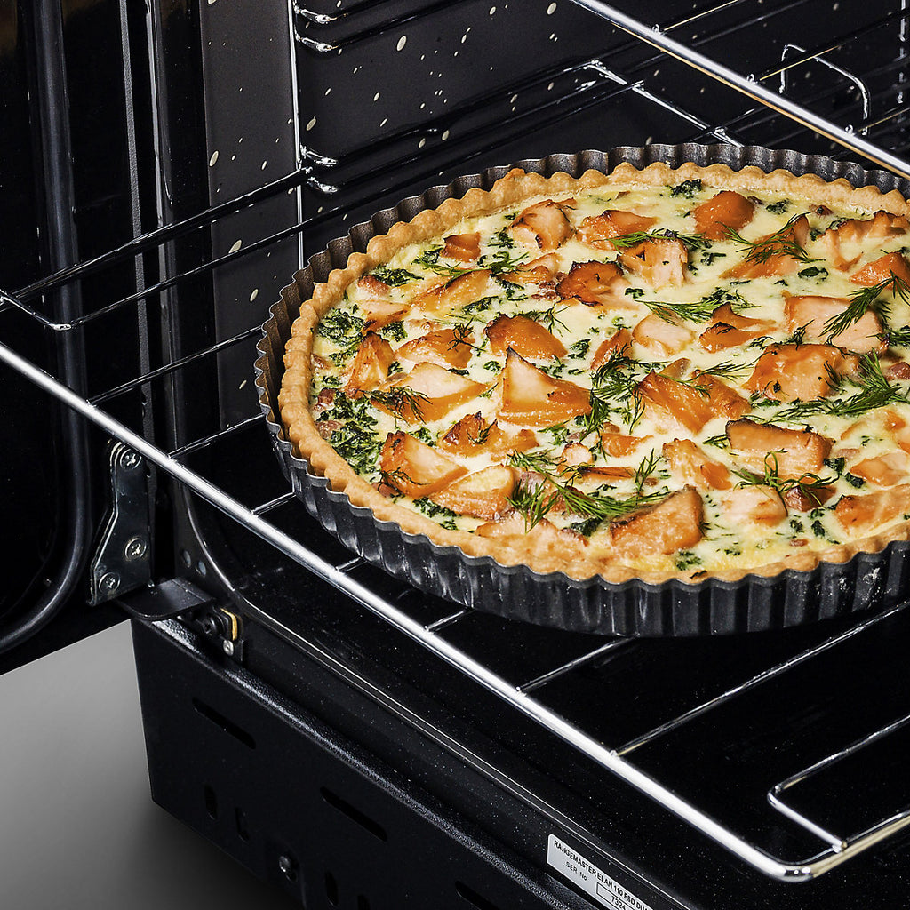 Rangemaster PROP90DFFBL/C Freestanding Electric Range cooker with Gas Hob - Stainless steel effect