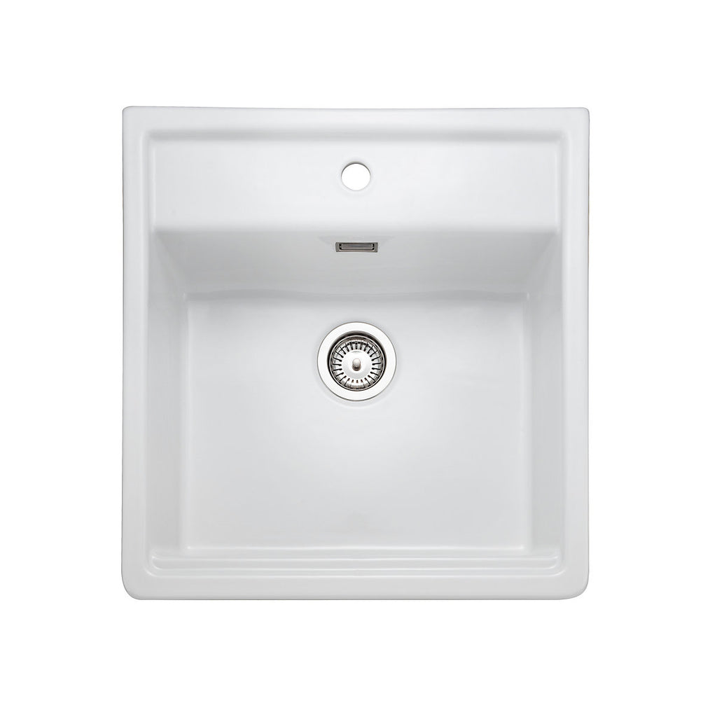 Rangemaster Sandwood White Ceramic 1 Bowl Kitchen sink 630mm x 597mm