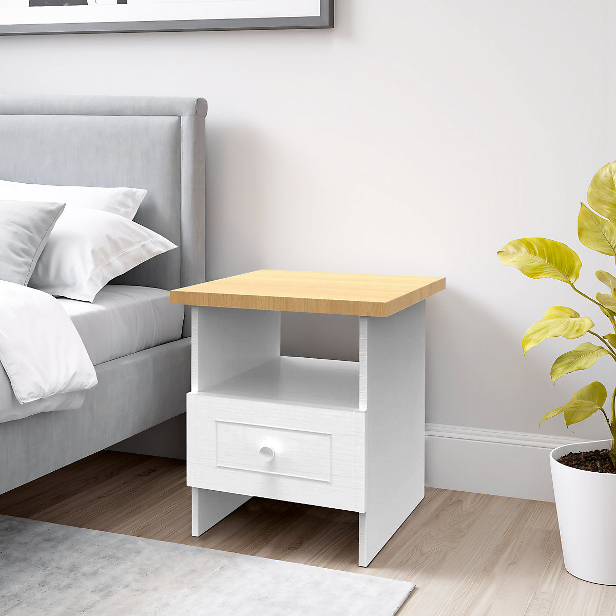 Ready assembled Porcelain white Side table (H)495mm (W)400mm