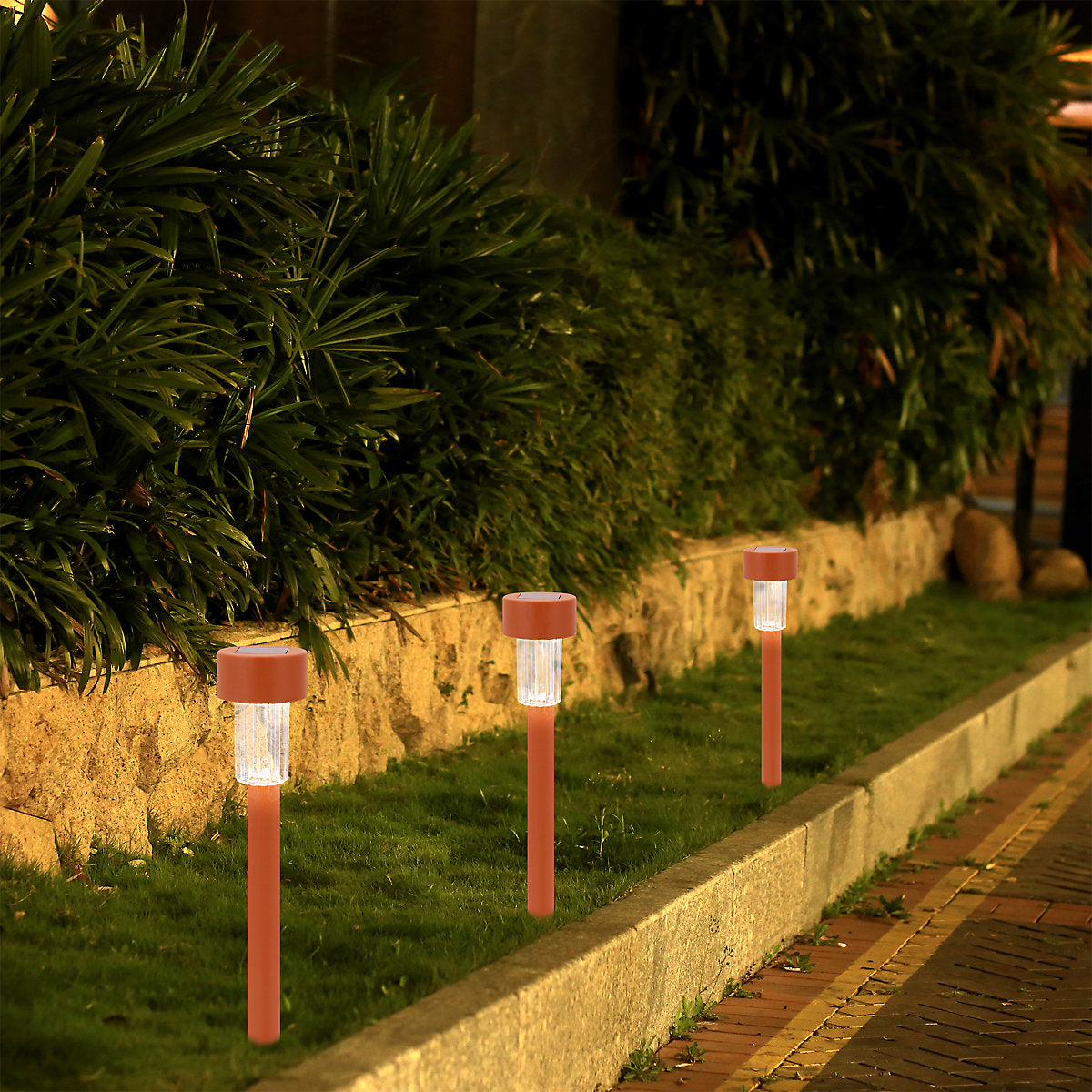 Red Solar-powered 3lm Integrated LED Outdoor Stake light