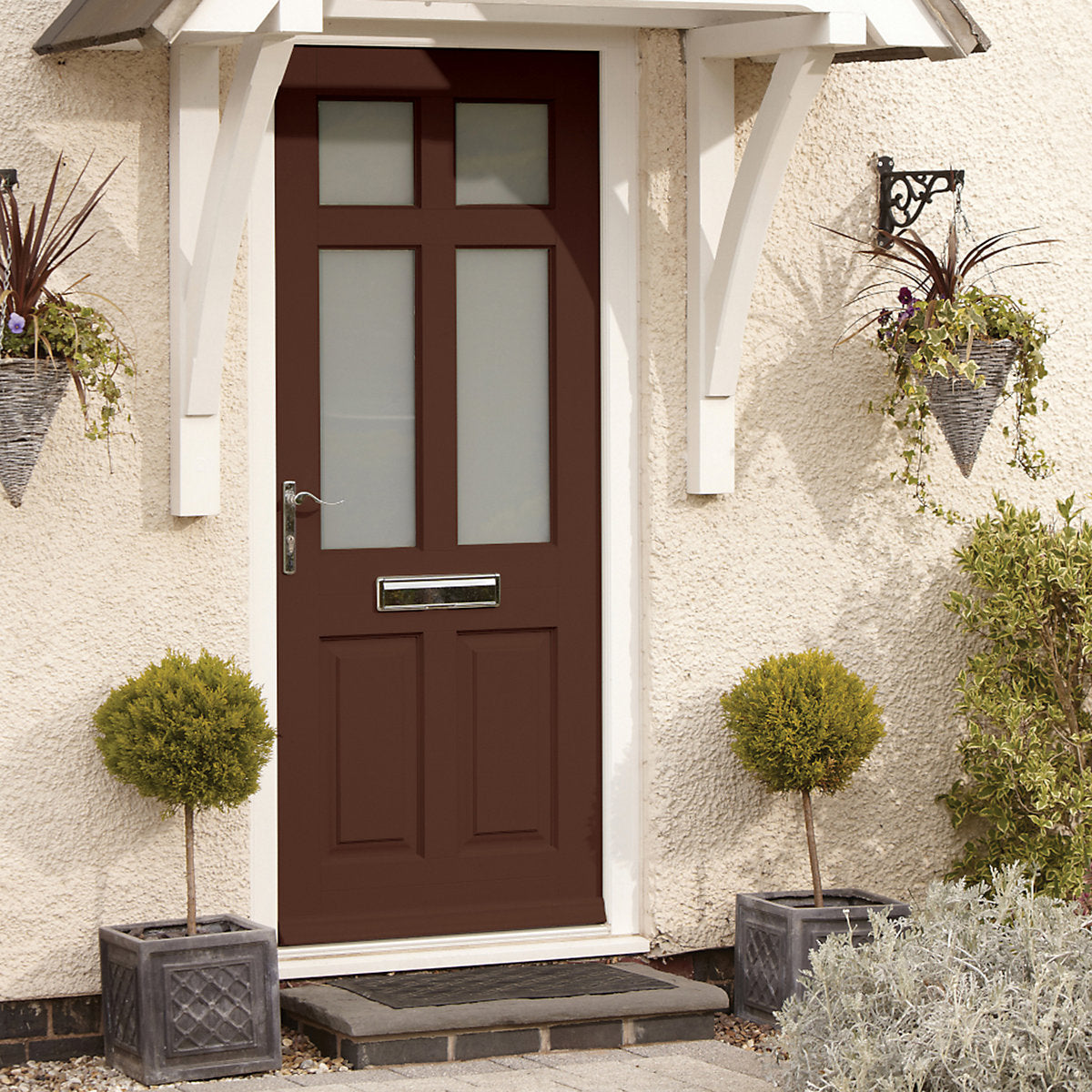 Ronseal 10 Year Weatherproof Wood Paint Chestnut Gloss Deep base Exterior Doors & windows Protector Wood paint, 750ml Tin