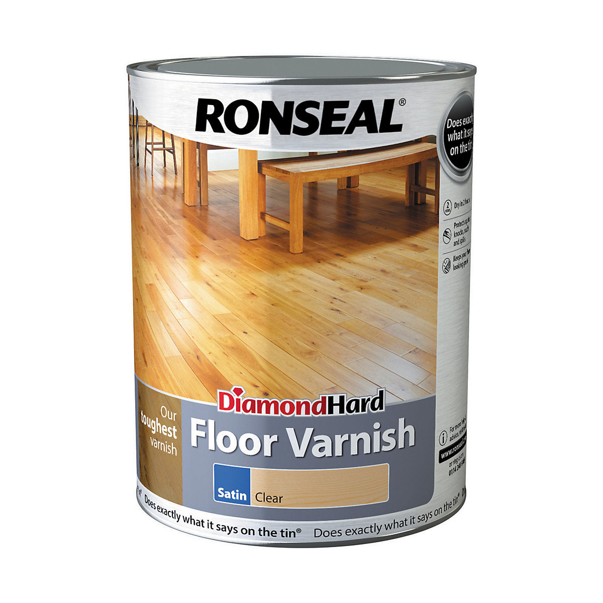 Ronseal Diamond Clear Satin Wood Floor Varnish, 5L