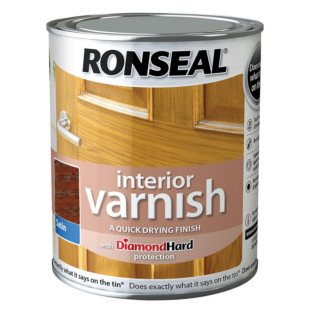 Ronseal Diamond hard Dark oak Satin Skirting Wood varnish, 250ml