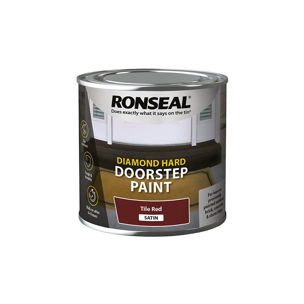 Ronseal Doorstop Paint Tile red Satin Brick, concrete & stone Doorstep paint, 250ml