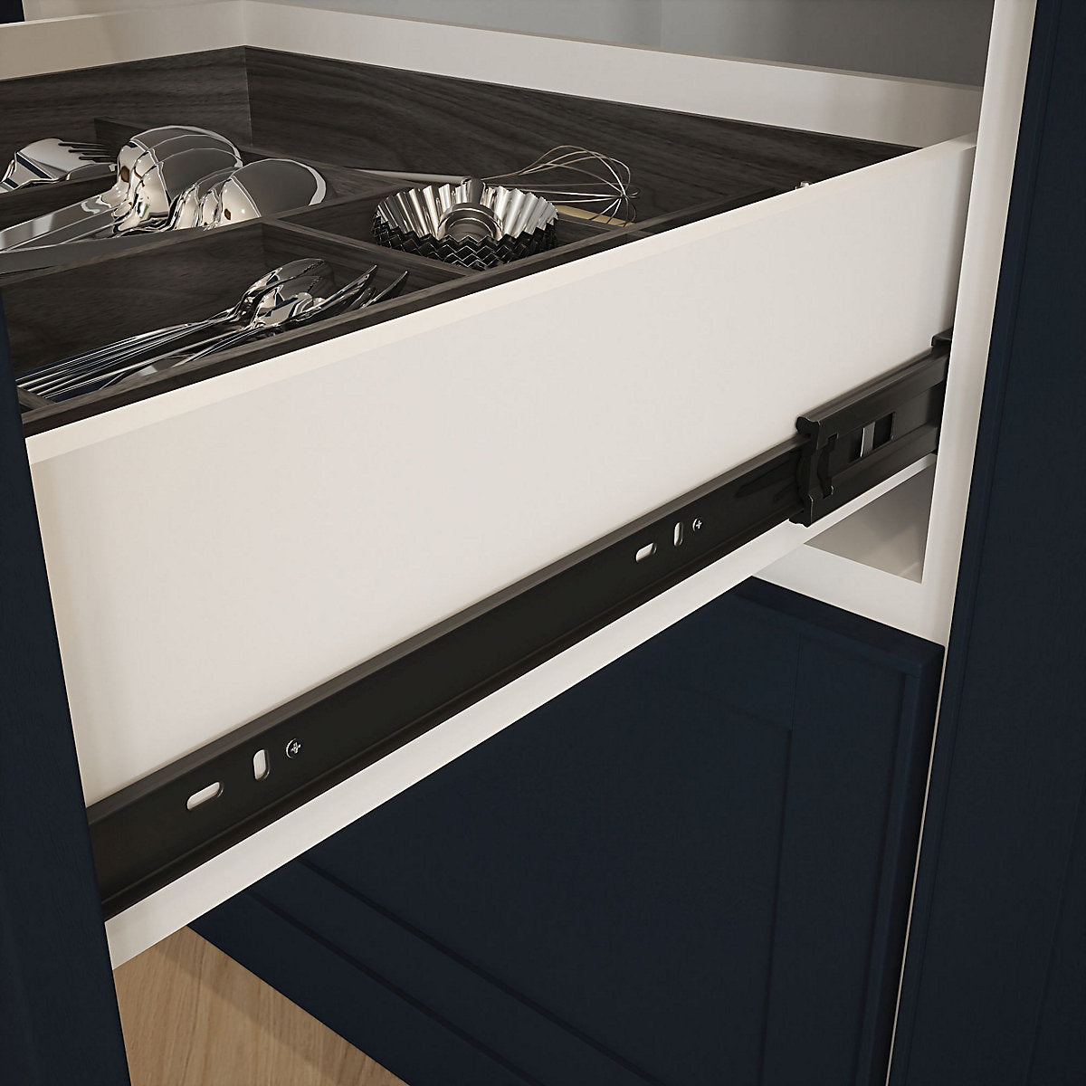 Rothley Black Soft close ball bearing Side-fixed Drawer runner (L)305mm, Pair