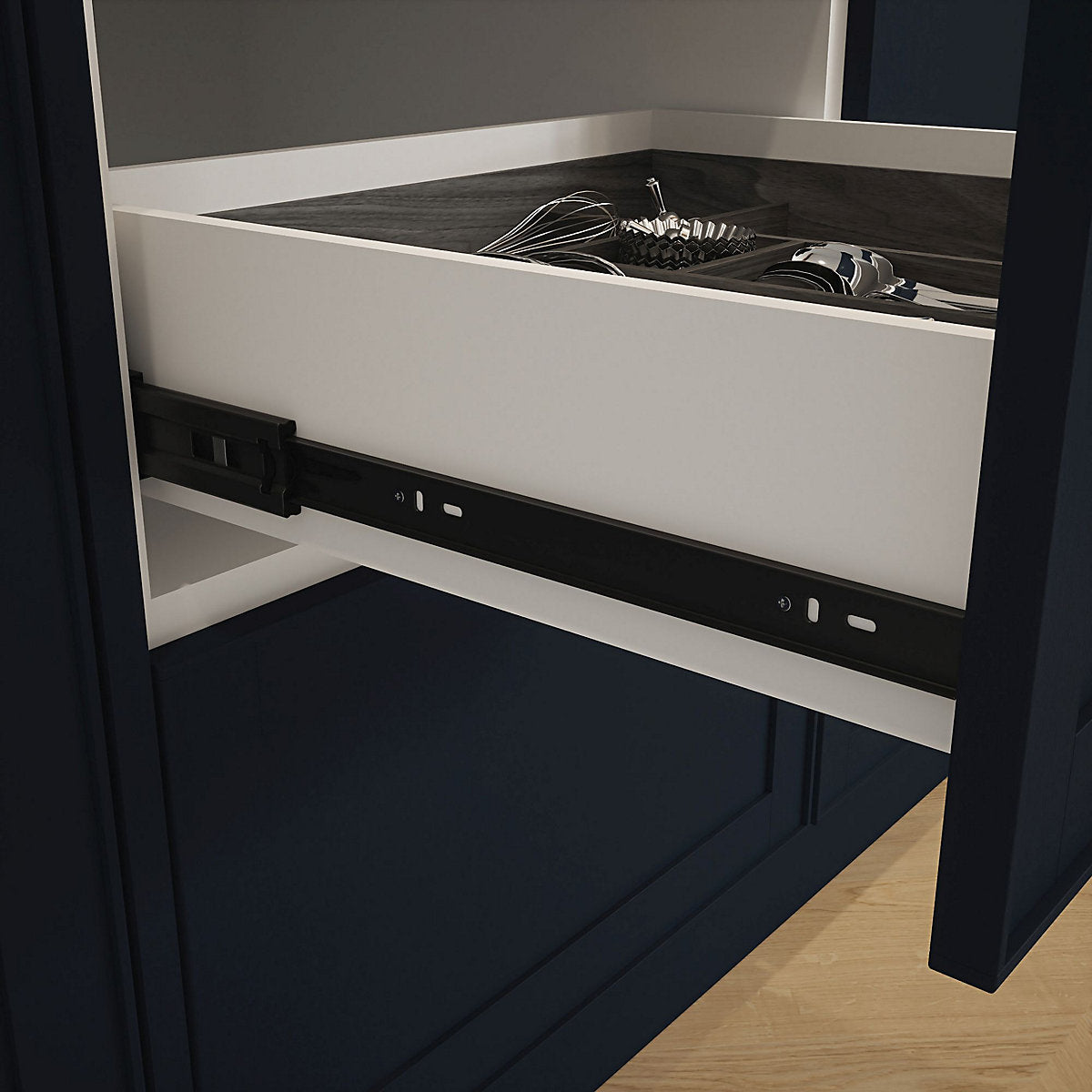 Rothley Black Soft close ball bearing Side-fixed Drawer runner (L)305mm, Pair