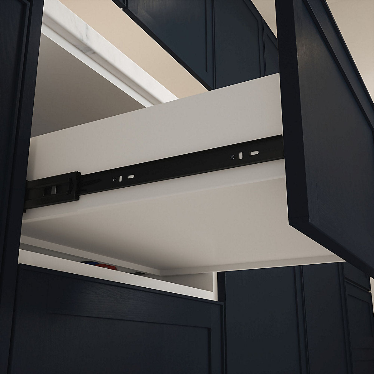 Rothley Black Soft close ball bearing Side-fixed Drawer runner (L)305mm, Pair
