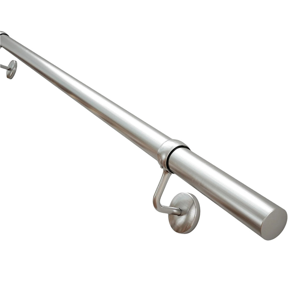 Rothley Brushed Silver Steel Brushed nickel effect Rounded Handrail kit, (L)1.2m