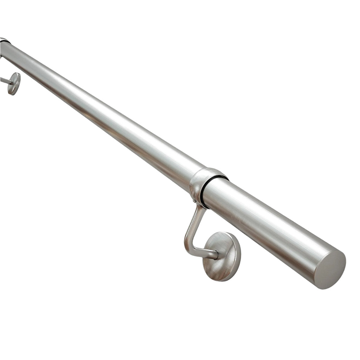 Rothley Brushed Silver Steel Brushed nickel effect Rounded Handrail kit, (L)1.2m