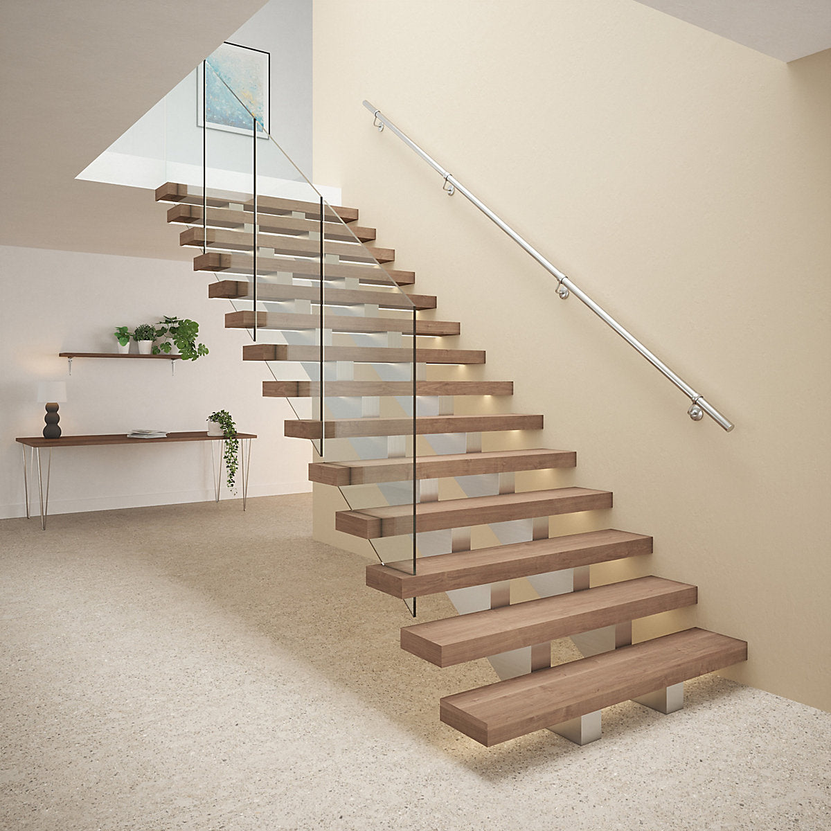 Rothley External Brushed Silver Stainless steel Rounded Handrail kit, (L)3.6m (D)40mm