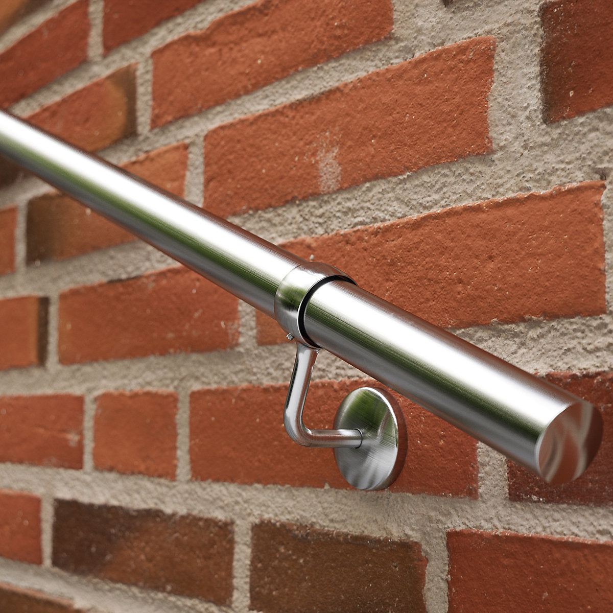 Rothley External Brushed Silver Stainless steel Rounded Handrail kit, (L)3.6m (D)40mm