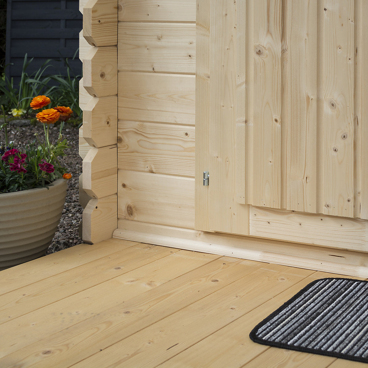 Rowlinson 10x13 ft Toughened glass Apex Wooden Cabin with Double door